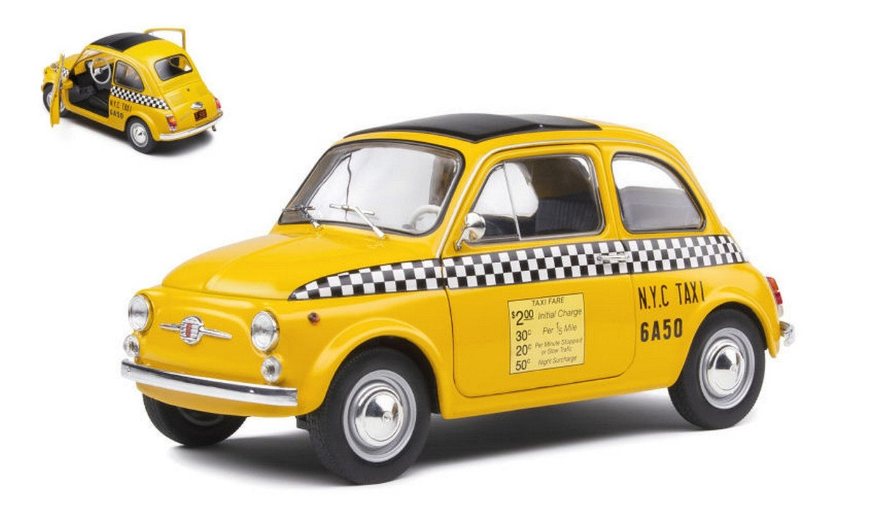 MODELLINO IN SCALA COMPATIBILE CON FIAT 500 1965 TAXI NYC 1:18 SOLIDO SL1801407