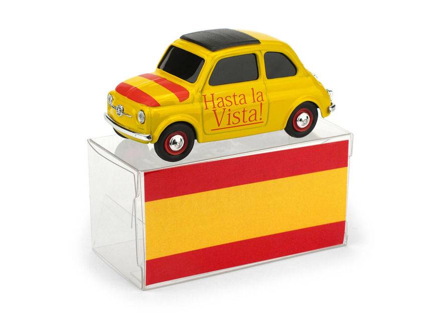 MODÈLE RÉDUIT COMPATIBLE AVEC FIAT 500 BRUMS ESPAGNE "HASTA LA VISTA" "VIVA LA VIDA" 1:43 BRUMM BMBR057