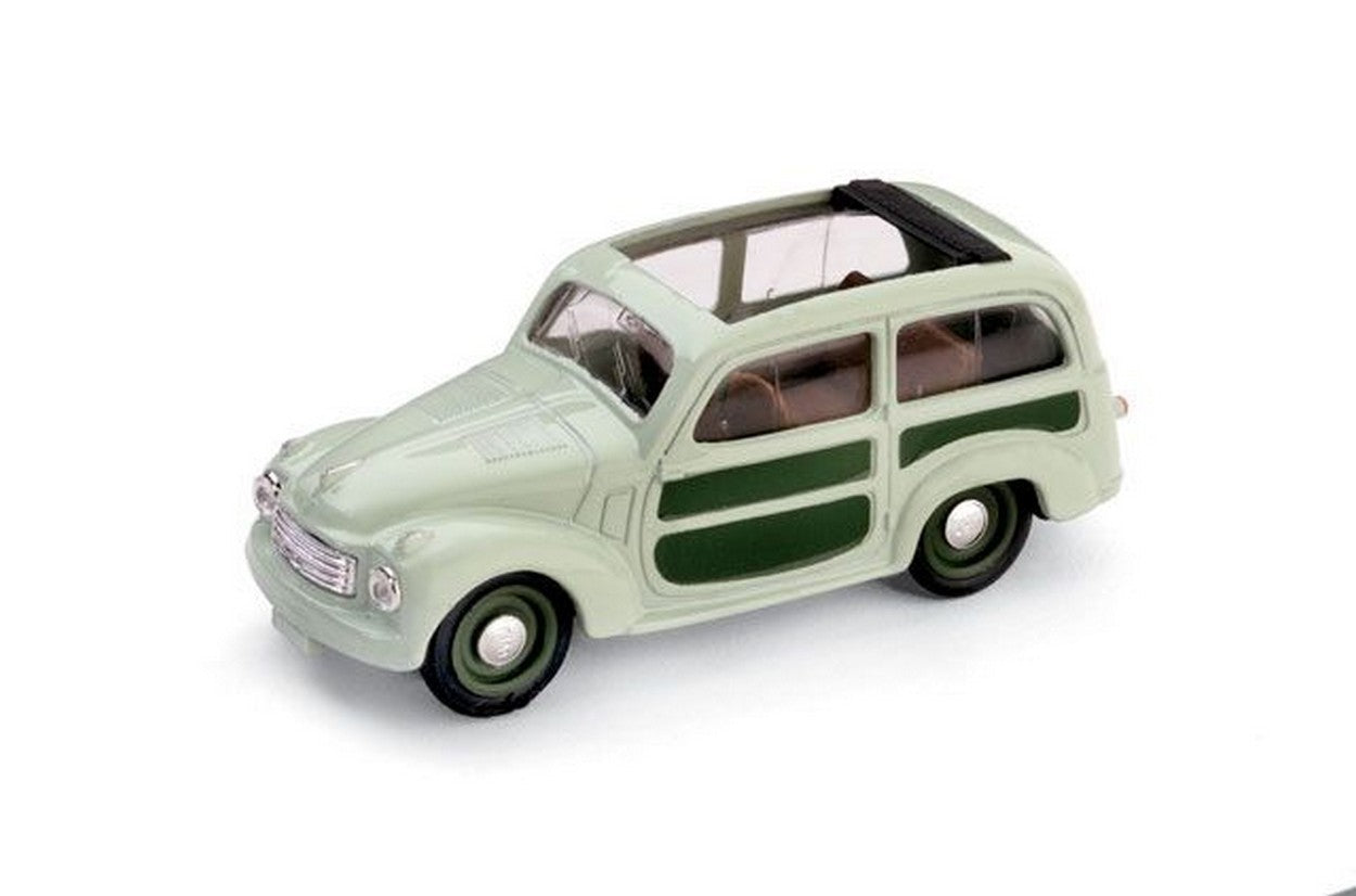 MODELLINO IN SCALA COMPATIBILE CON FIAT 500 C BELVEDERE APERTA 1951 VERDE CHIARO 1:43 BRUMM BM0028-01