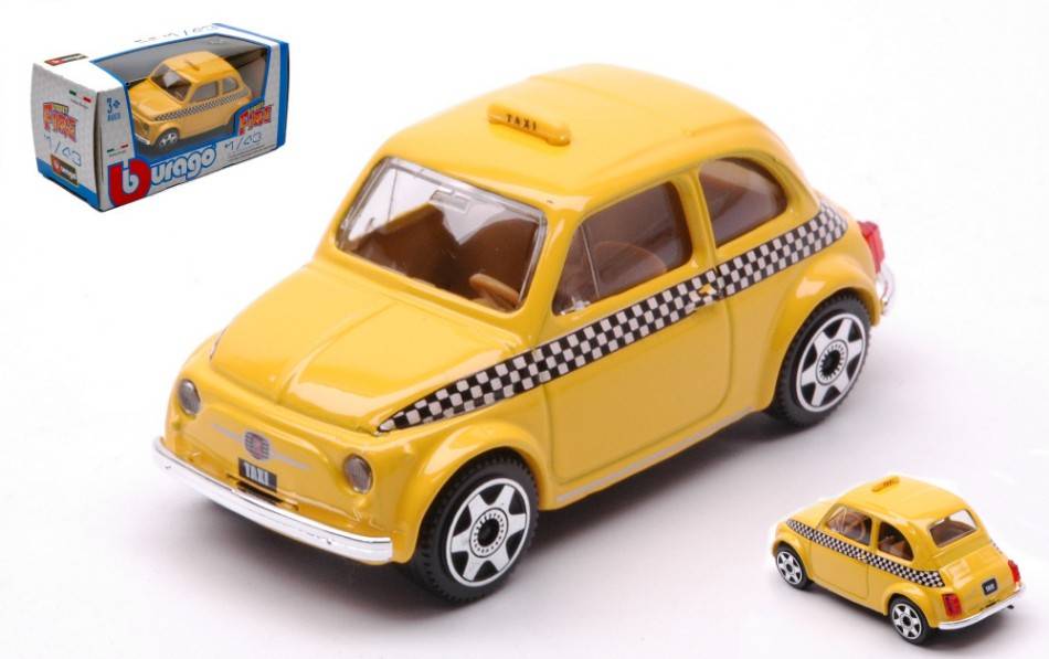MODELLINO IN SCALA COMPATIBILE CON FIAT 500 TAXI 1:43 BURAGO BU30202 DIE CAST