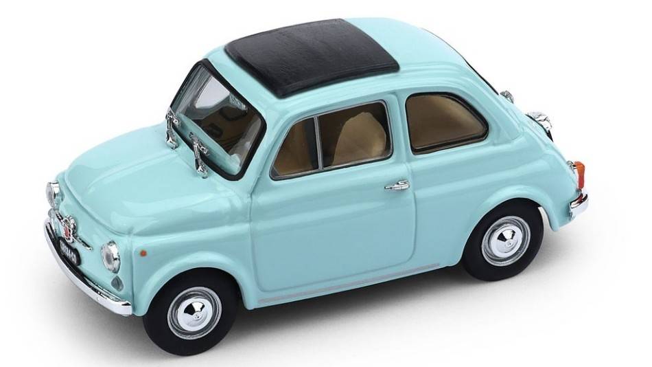 MODELLINO IN SCALA COMPATIBILE CON FIAT 500F 1965-72 CHIUSA AZZURRO ACQUAMARINA 1:43 BRUMM BM0455-07
