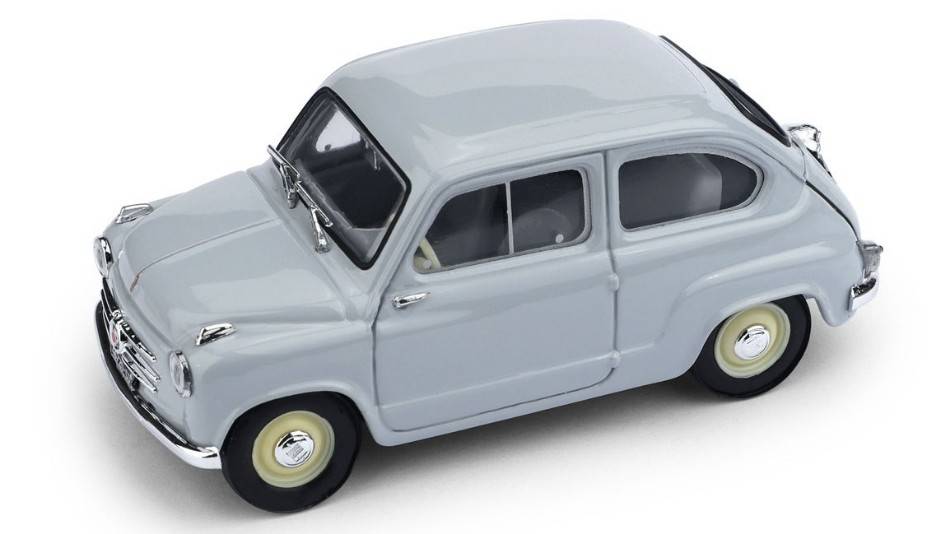 MODELLINO IN SCALA COMPATIBILE CON FIAT 600 1a SERIE 1955 GRIGIO PERLA 1:43 BRUMM BM0247-03