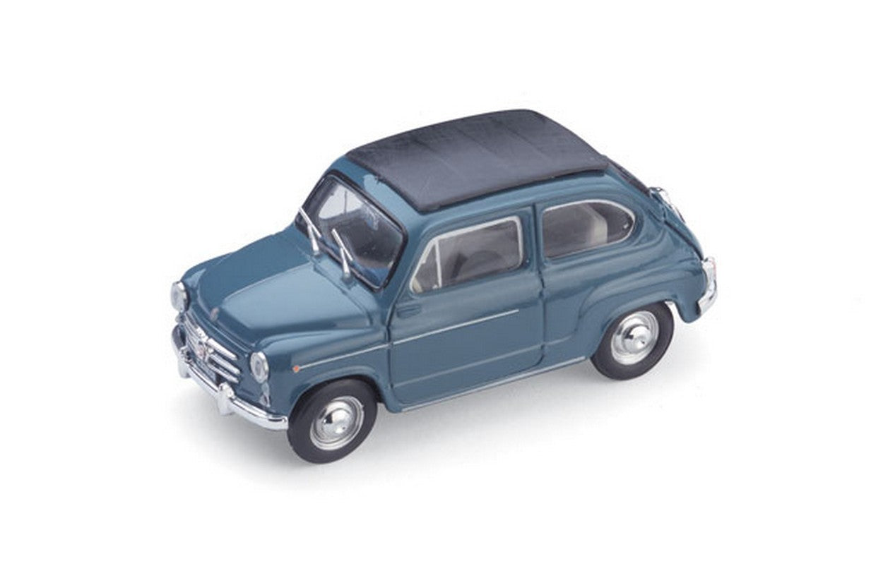 MODELLINO IN SCALA COMPATIBILE CON FIAT 600D TRASFORMABILE CHIUSA 1960 BLEU 404 1:43 BRUMM BM0318-09