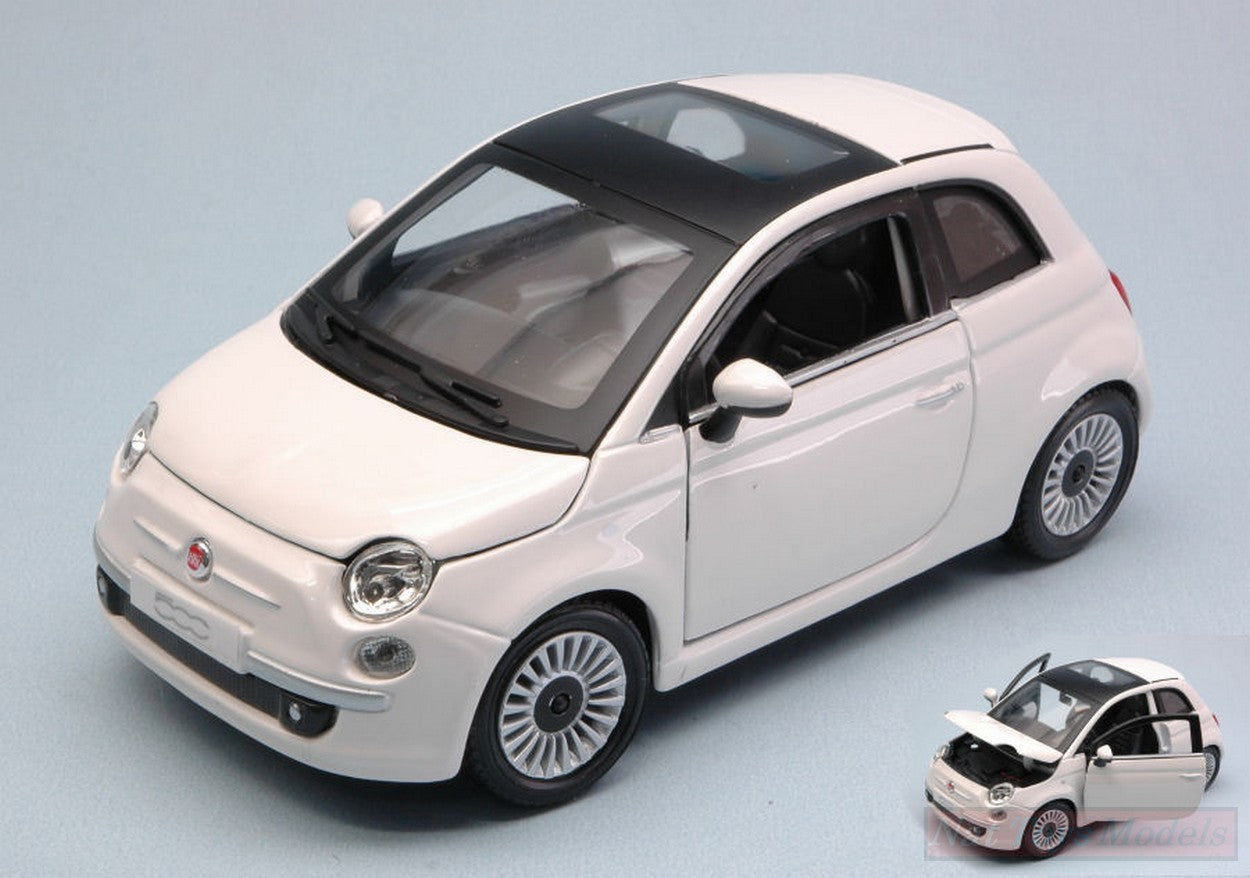 MODELLINO IN SCALA COMPATIBILE CON FIAT NUOVA 500 2007 WHITE 1:24 BURAGO BU22106W