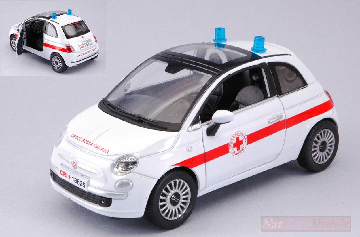SCALE MODEL COMPATIBLE WITH FIAT NUOVA 500 ITALIAN RED CROSS 1:24 NEW RAY NY71383
