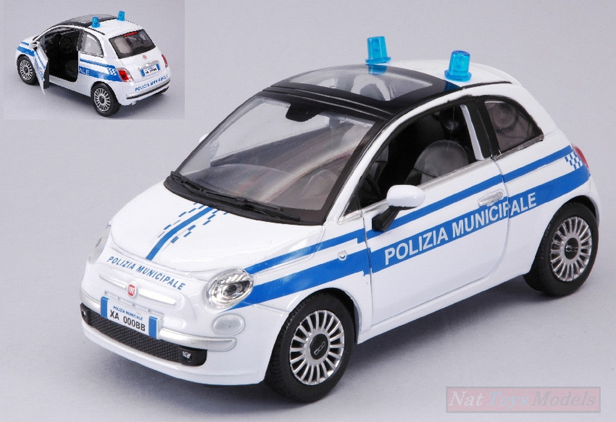 SCALE MODEL COMPATIBLE WITH FIAT NUOVA 500 MUNICIPAL POLICE 1:24 NEW RAY NY71393