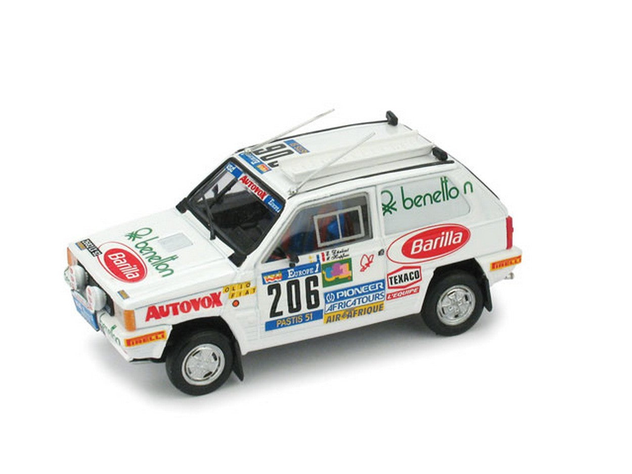 MODELLINO IN SCALA COMPATIBILE CON FIAT PANDA N.206 RETIRED PARIS DAKAR 1984 HOEPFNER-DHELIAT 1:43 BRUMM BM0458