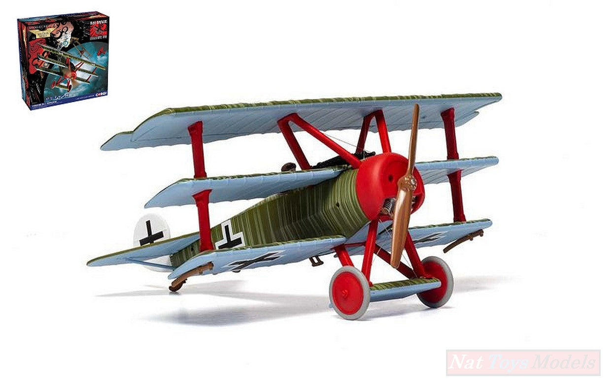 MODELLINO IN SCALA COMPATIBILE CON FOKKER DR 1 TRIPLANE VON RICHTHOFEN DEAD OF THE RED BARON mm 151 1:48 CORGI AA38310