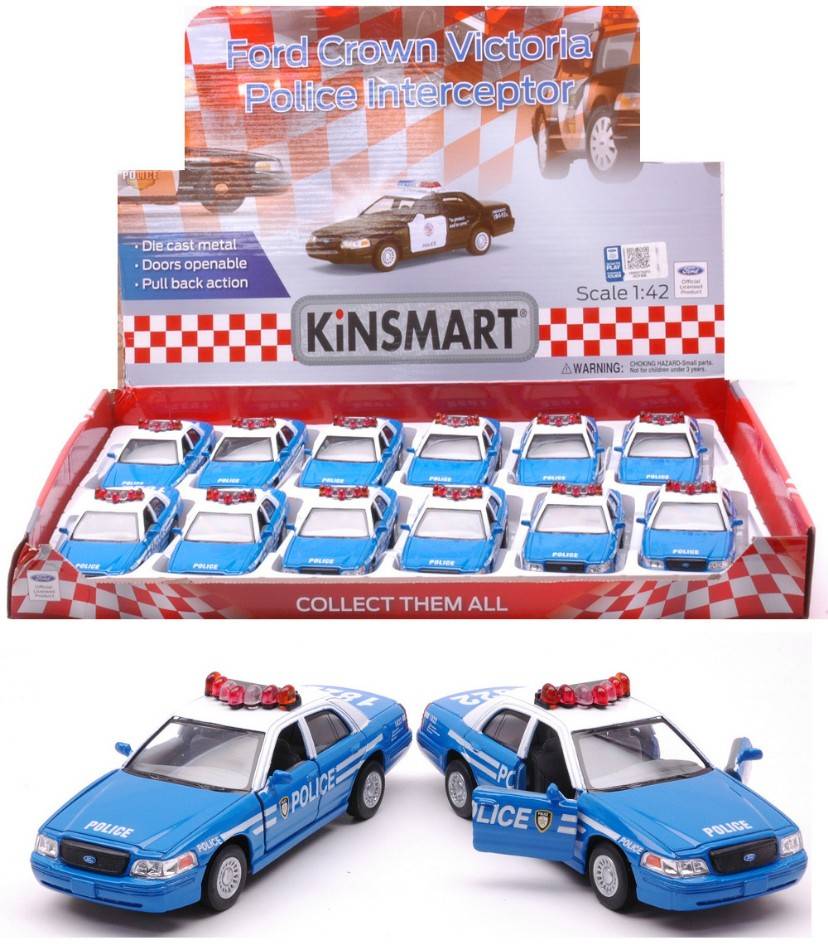 SCALE MODEL COMPATIBLE WITH FORD CROWN VICTORIA POLICE INTERCEPTOR 12.5 cm 1:42 KINSMART KT492