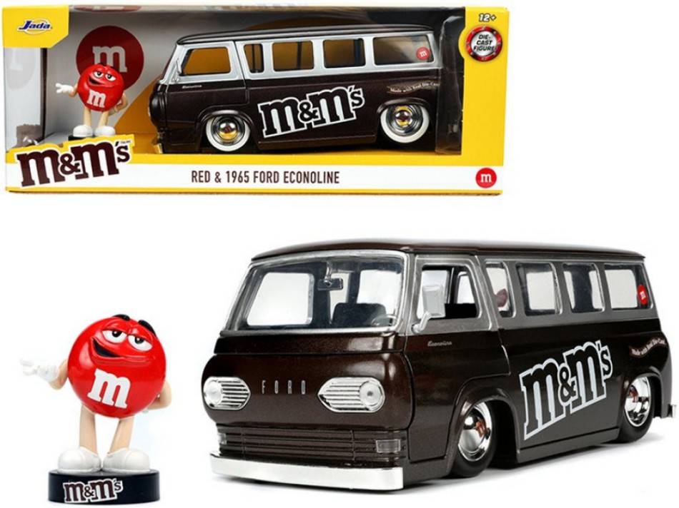 MODELE REDUIT COMPATIBLE AVEC FORD ECONOLINE AVEC FIGURINE ROUGE "M&M'S" 1965 MARRON 1:24 JADA TOYS JADA253255065