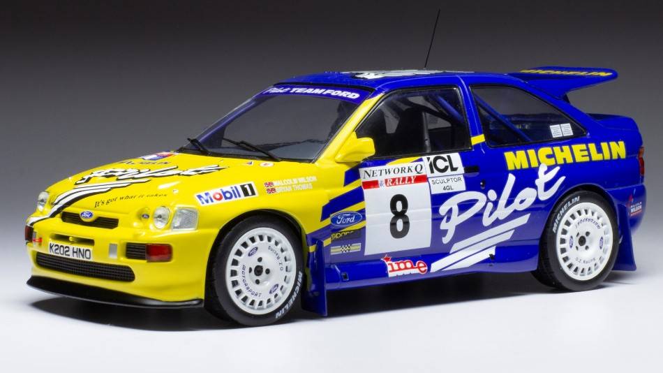 MODELE REDUIT COMPATIBLE AVEC FORD ESCORT RS COSWORTH N.8 RAC RALLY 1993 WILSON-THOMAS 1:18 IXO MODEL 18RMC107