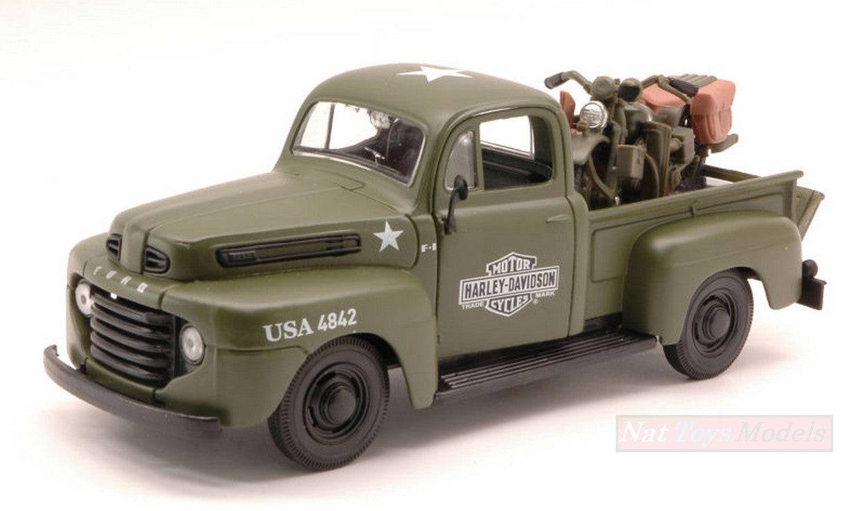 SCALE MODEL COMPATIBLE WITH FORD F-1 PICK UP 1948 + HARLEY DAVIDSON 1:24 MAISTO MI32185