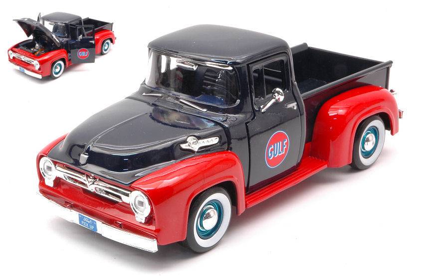 MODELLINO IN SCALA COMPATIBILE CON FORD F-100 PICK UP 1956 GULF 1:24 MOTORMAX MTM79647