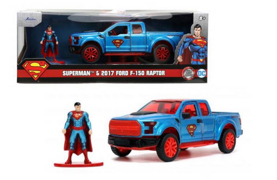SCALE MODEL COMPATIBLE WITH FORD F-150 RAPTOR 2018 "SUPERMAN" RED/BLUE 1:32 JADA TOYS JADA253253013