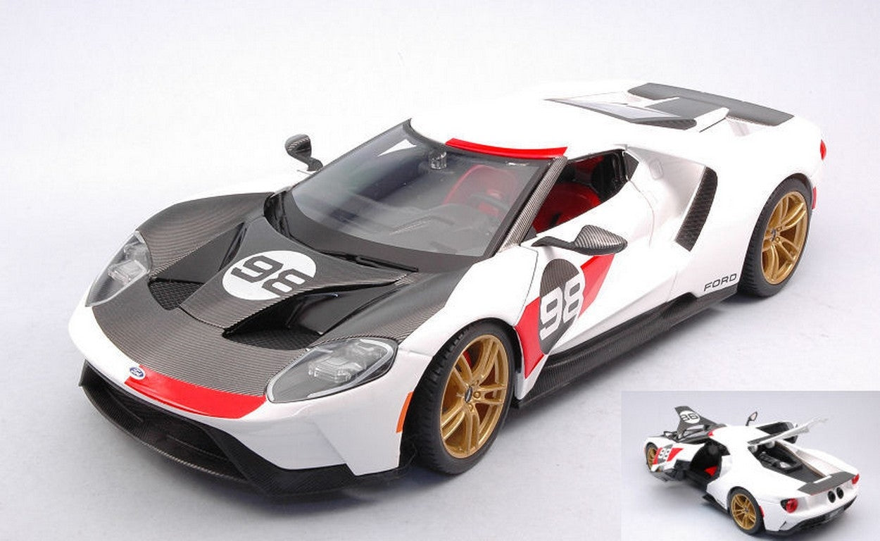 MODELLINO IN SCALA COMPATIBILE CON FORD GT 2021 FORD HERITAGE N.98 WHITE 1:18 MAISTO MI31390