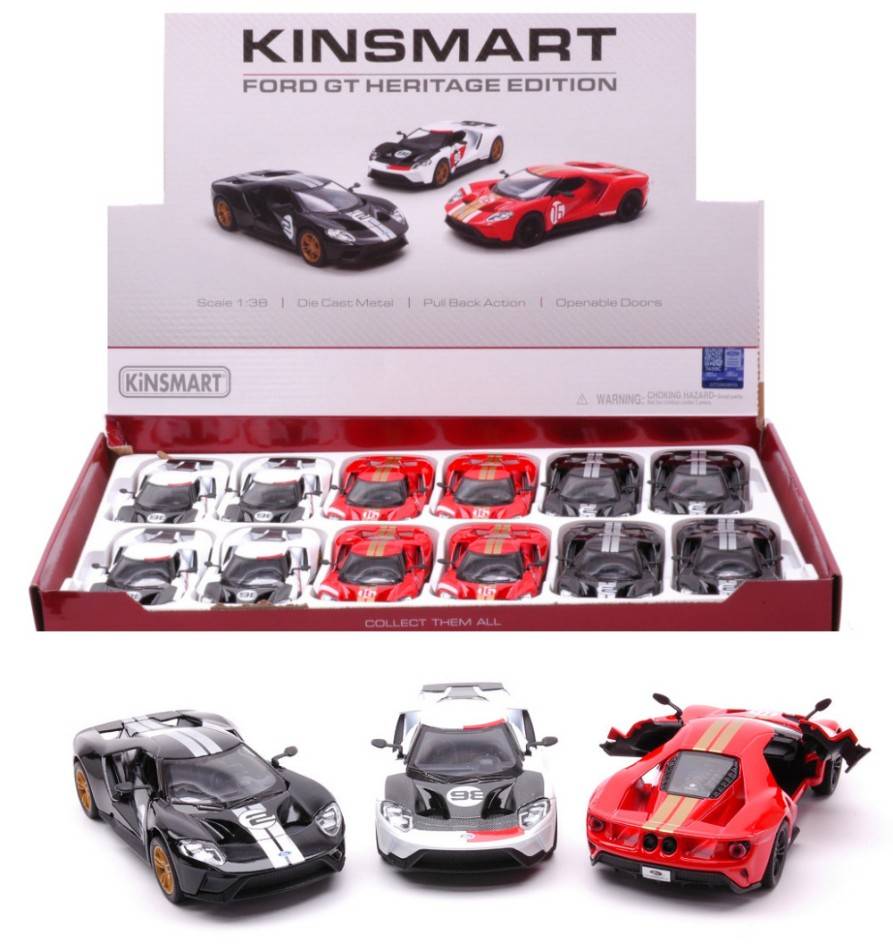 SCALE MODEL COMPATIBLE WITH FORD GT HERITAGE EDITION COL.ASS.1:38 KINSMART KT5448D