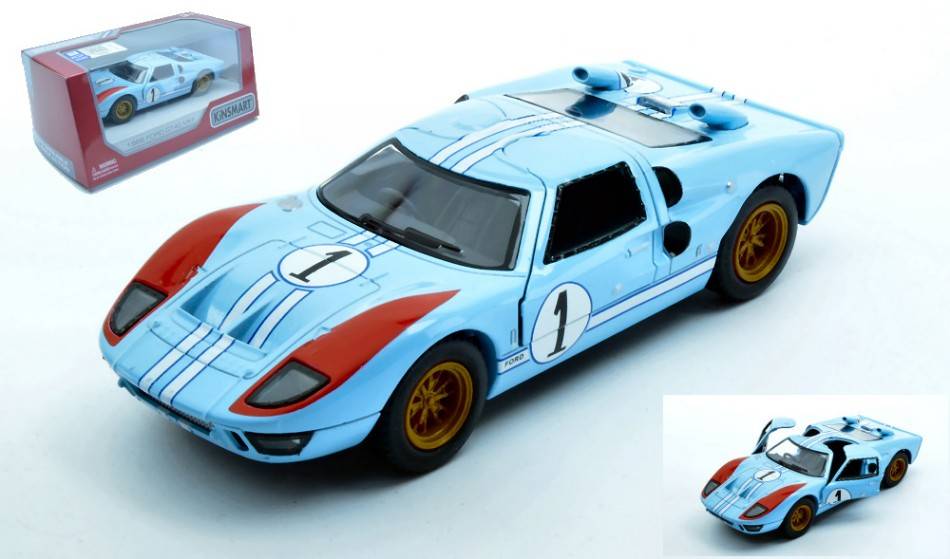 SCALE MODEL COMPATIBLE WITH FORD GT40 MKII N.1 GULF BOX 12 cm KINSMART KT5427WB