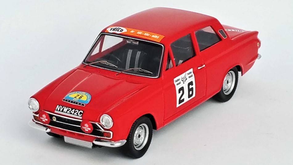 MODELE REDUIT COMPATIBLE AVEC FORD LOTUS CORTINA N.26 10ème RALLYE DE SUÈDE 1966 ELFORD/DAVENPORT 1:43 TROFEU TFRRSE18