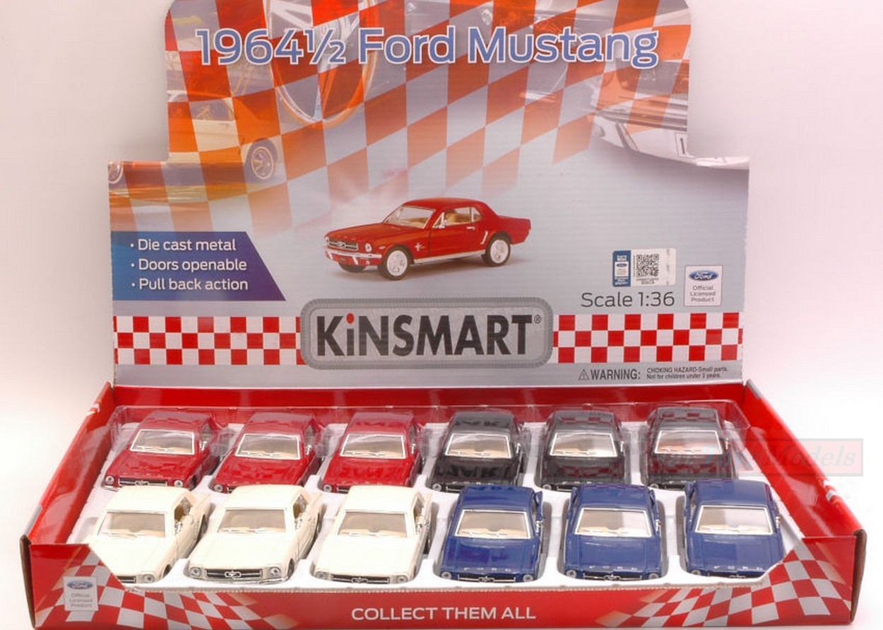 MODELLINO IN SCALA COMPATIBILE CON FORD MUSTANG 1964 1:36 KINSMART KT5351D