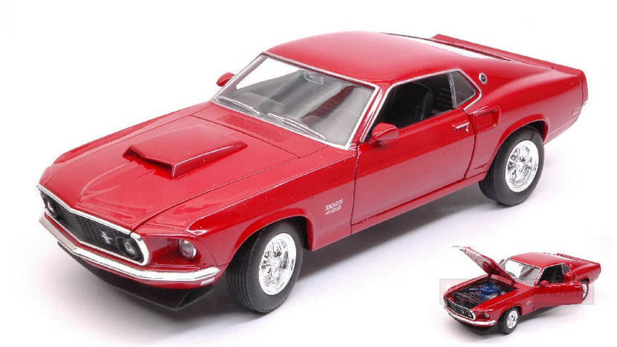 MODELLINO IN SCALA COMPATIBILE CON FORD MUSTANG BOSS 429 1969 DARK RED 1:24-27 WELLY WE24067R