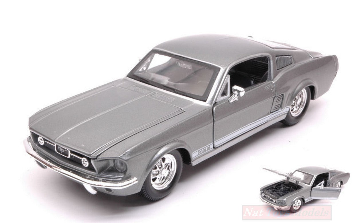 MODELE REDUIT COMPATIBLE AVEC FORD MUSTANG GT 1967 GRIS MET.1:24 MAISTO MI31260G