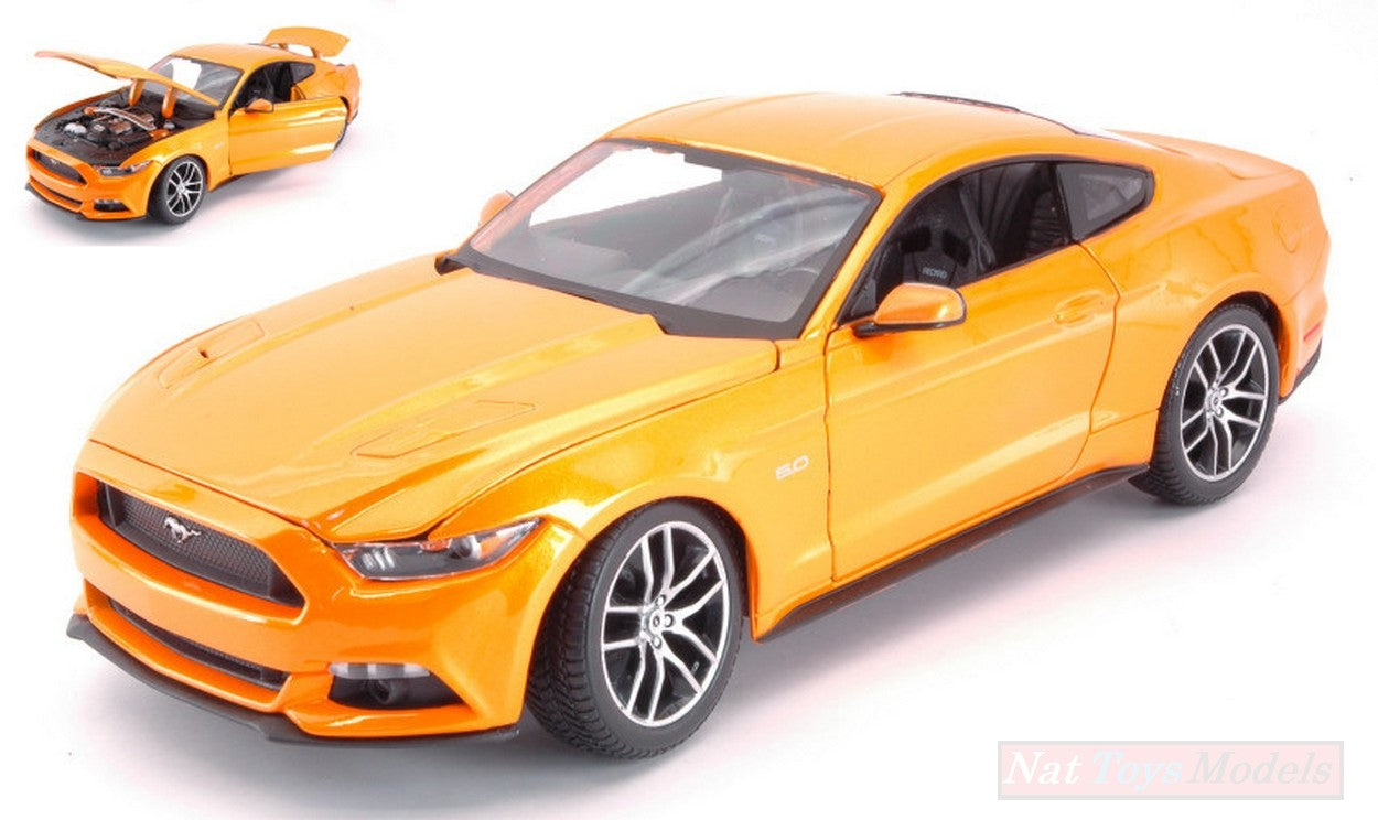 MODELLINO IN SCALA COMPATIBILE CON FORD MUSTANG GT 2015 ORANGE 1:18 MAISTO MI31197OR