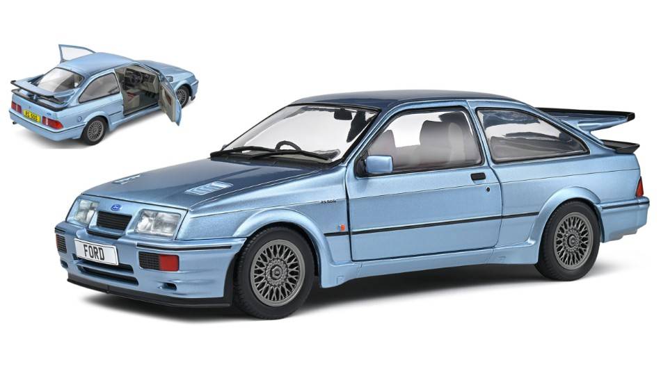 MODELLINO IN SCALA COMPATIBILE CON FORD SIERRA RS 500 1987 LIGHT BLUE 1:18 SOLIDO SL1806106
