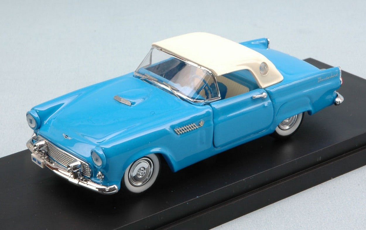 MODELLINO IN SCALA COMPATIBILE CON FORD THUNDERBIRD 1956 LIGHT BLUE W/WHITE SOFT TOP 1:43 RIO RI4484