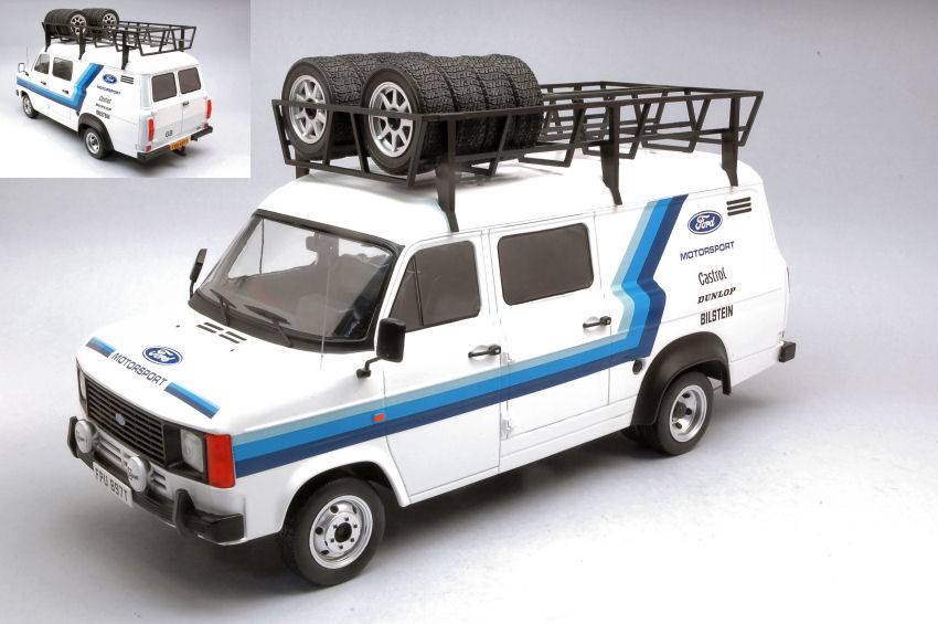MODELLINO IN SCALA COMPATIBILE CON FORD TRANSIT MK II TEAM FORD WITH ROOF ACCESSORIES 1:18 IXO MODEL 18RMC073XE