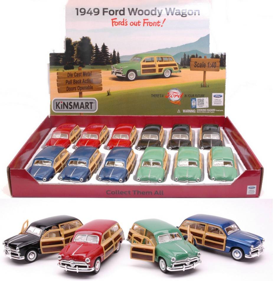 SCALE MODEL COMPATIBLE WITH FORD WOODY WAGON 1949 cm 12 COL.ASS.1:40 KINSMART KT5402D