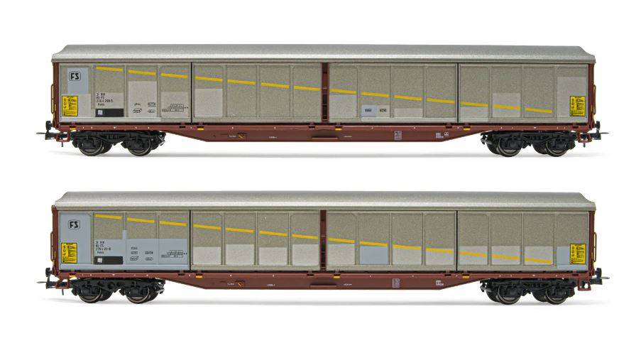 SCALE MODEL COMPATIBLE WITH FS 2-UNITS PACK CLOSED SLIDING WALL WAGONS EP.V 1:87 RIVAROSSI HR6529