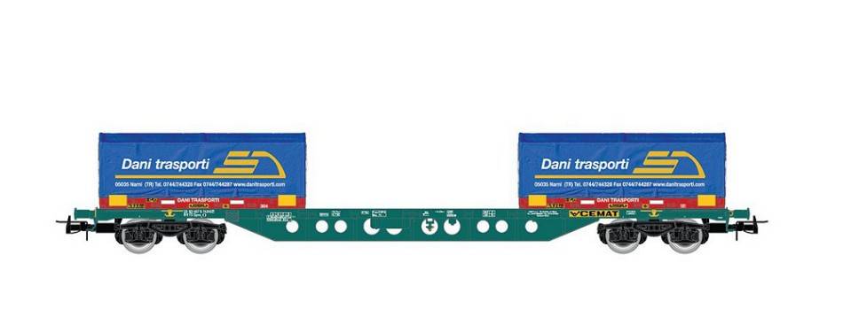MODELLINO IN SCALA COMPATIBILE CON FS CEMAT CONTAINER WAGON "DANI TRASPORTI" EP.V-VI 1:87 RIVAROSSI HR6616
