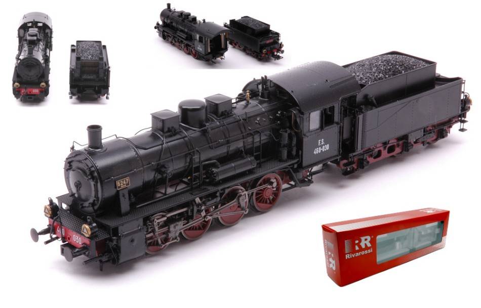 MODELLINO IN SCALA COMPATIBILE CON FS STEAM LOCOMOTIVE GR 460 OXIDE RED/BLACK LIVERY PERIOD II 1:87 RIVAROSSI HR2811