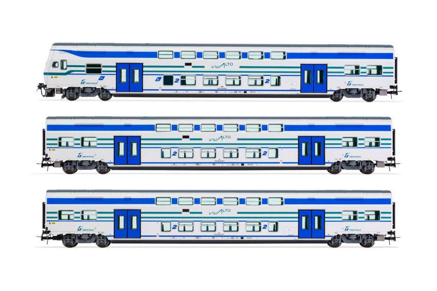 MODELLINO IN SCALA COMPATIBILE CON FS TRENITALIA 1 LOCOMOTIVA + 2 CARROZZE INTERMEDIE 1:87 LIMA HL5050