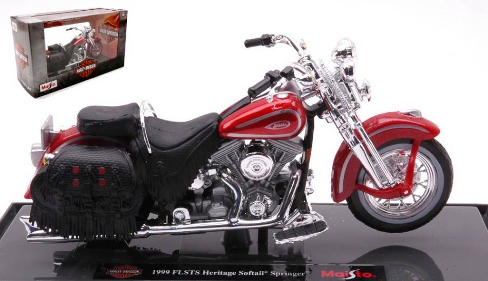MODÈLE RÉDUIT COMPATIBLE AVEC HARLEY DAVIDSON FLSTS HERITAGE SOFTAIL SPRINGER 1999 AMARANT 1:18 MAISTO MI21906