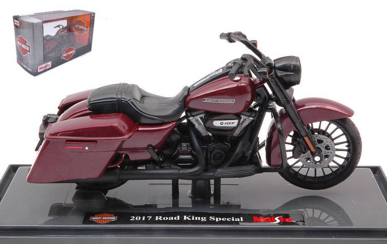 MODELE REDUIT COMPATIBLE AVEC HARLEY DAVIDSON ROAD KING SPECIAL 2017 DARK RED 1:18 MAISTO MI19138R