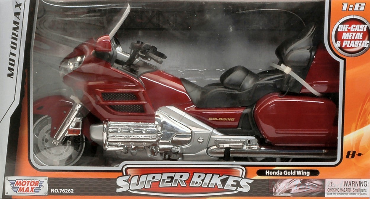 MODELE REDUIT COMPATIBLE AVEC MOTO HONDA GOLDWING ROUGE 1:6 MOTORMAX MTM76264R