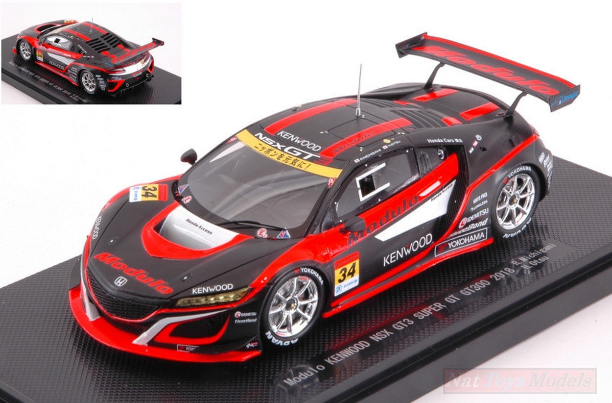 SCALE MODEL COMPATIBLE WITH HONDA NSX GT3 N.34 SUPER GT300 2018 R.MICHIGAMI-H.OTSU 1:43 EBBRO EB45653