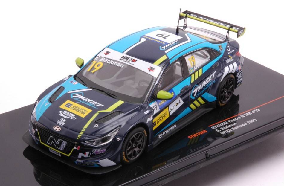 SCALE MODEL COMPATIBLE WITH HYUNDAI ELANTRA N TCR N.19 TARGET WTCR PORTUGAL 2021 A.BACKMAN 1:43 IXO MODEL GTM158B