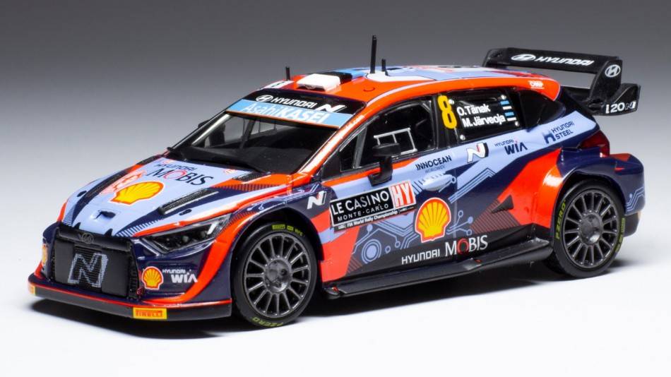 MODELLINO IN SCALA COMPATIBILE CON HYUNDAI i20 N WRC N.8 RALLY MONTE CARLO 2022 TANAK/JARVEOJA 1:43 IXO MODEL RAM838
