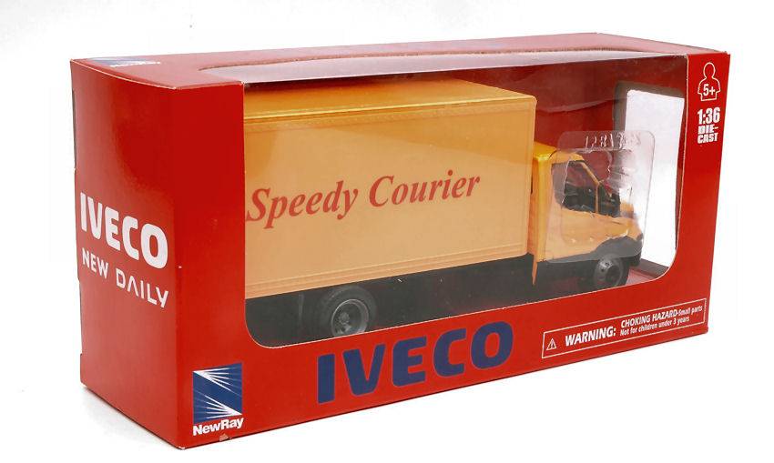 MODELE REDUIT COMPATIBLE AVEC IVECO DAILY CENTINATO JAUNE 1:36 NEW RAY NY15873H