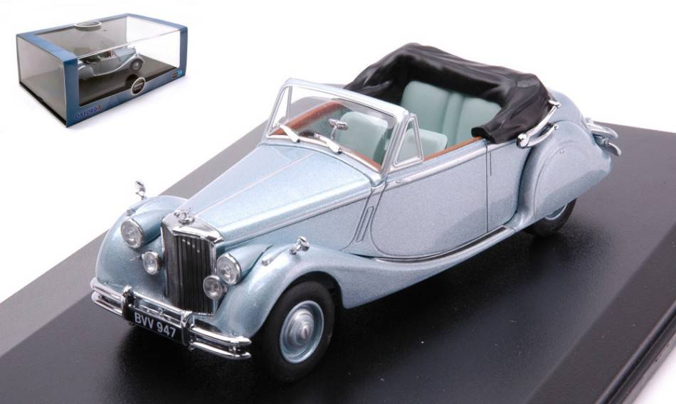 MODELLINO IN SCALA COMPATIBILE CON JAGUAR MKV DHC OPEN METALLIC LIGHT BLUE 1:43 OXFORD OXF43JAG5001