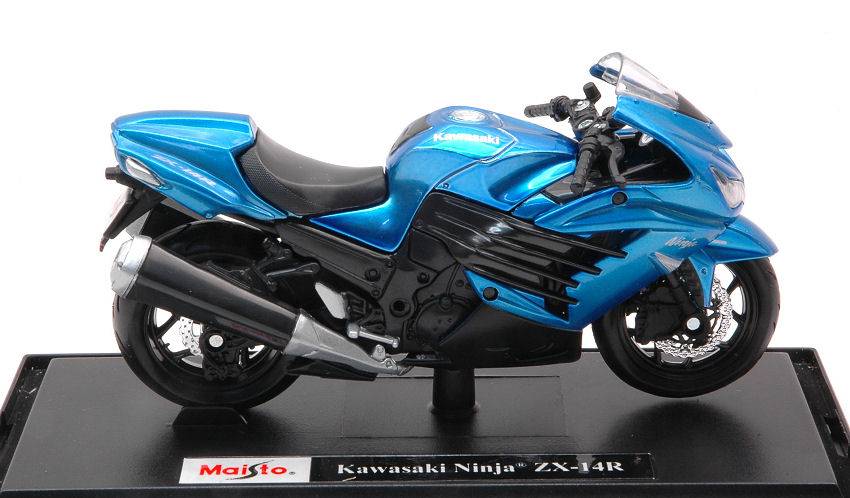 MODELLINO IN SCALA COMPATIBILE CON KAWASAKI NINJA ZX-14R METALLIC BLUE 1:18 MAISTO MI12020B