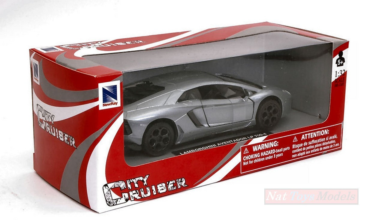 MODELE REDUIT COMPATIBLE AVEC LAMBORGHINI AVENTADOR LP 700-4 ARGENT 1:32 NEW RAY NY51493AS