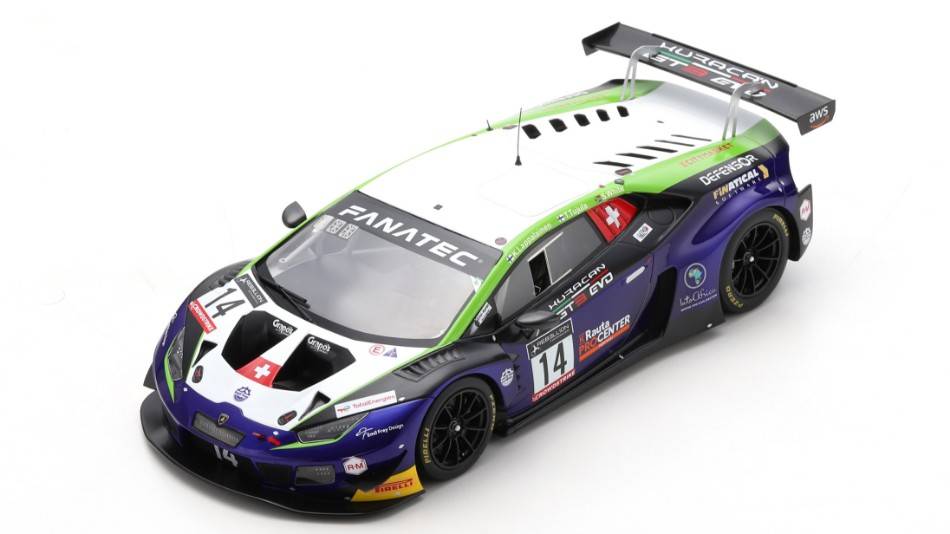 SCALE MODEL COMPATIBLE WITH LAMBORGHINI HURACAN GT3 N.14 3rd SILVER CLASS 24 H SPA 2022 WHITE-LAPPAL SPARK MODEL 18SB060