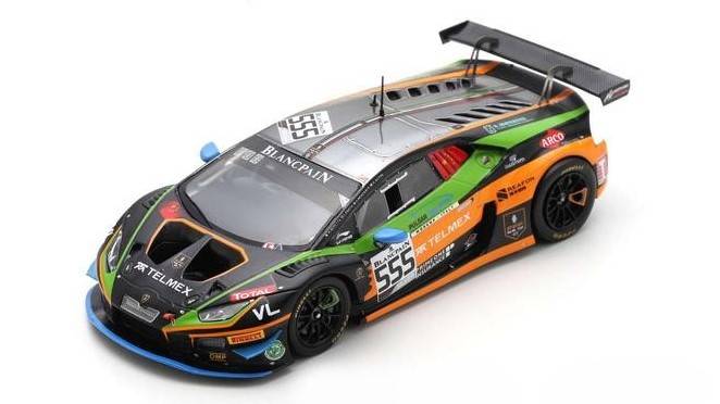 MODELLINO IN SCALA COMPATIBILE CON LAMBORGHINI HURACAN GT3 N.555 24 H SPA 2019 BERETTA-PROTO-ALTOE-MENCHACA SPARK MODEL SB322
