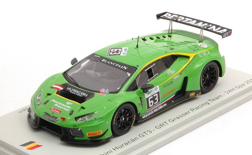 SCALE MODEL COMPATIBLE WITH LAMBORGHINI HURACAN GT3 N.63 24 H SPA 2016 ALESSI-POHLER-FJORD.AND.1:43 SPARK MODEL SB287