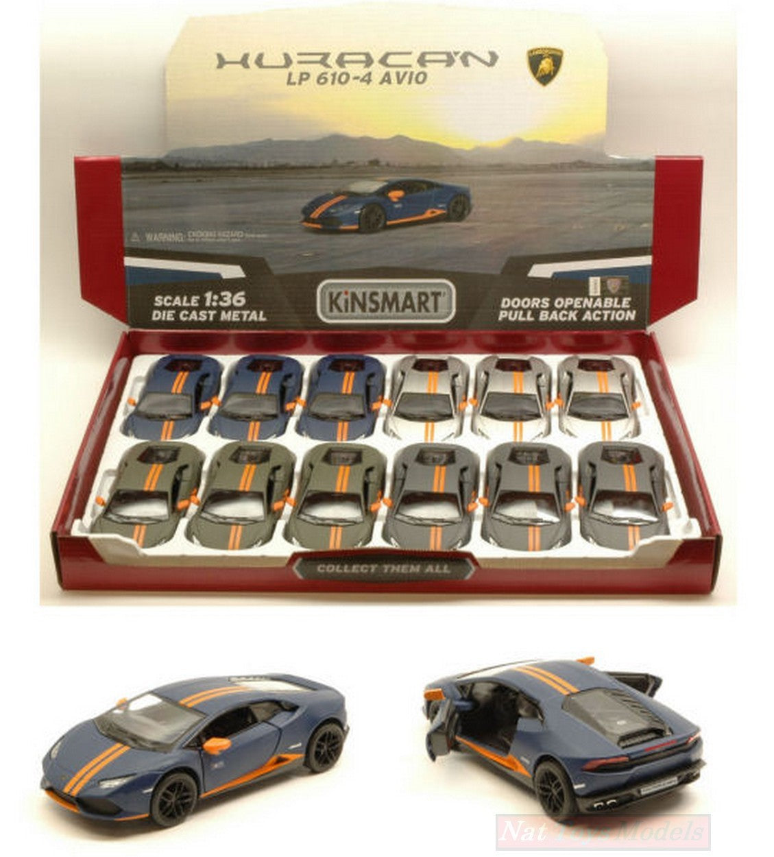 SCALE MODEL COMPATIBLE WITH LAMBORGHINI HURACAN LP610-4 AVIO 1:36 KINSMART KT5401D