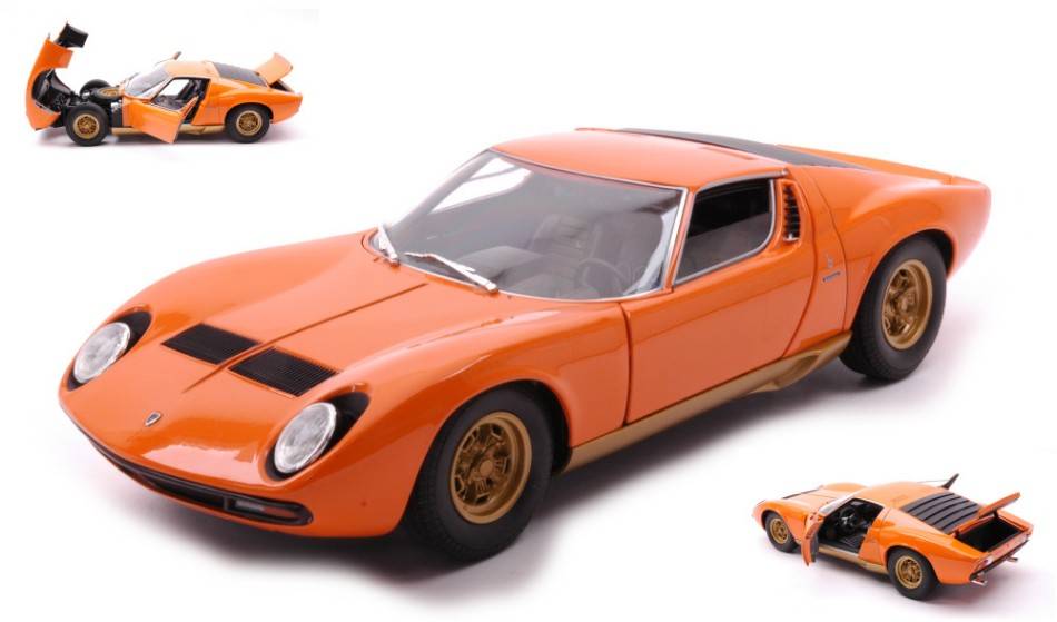 SCALE MODEL COMPATIBLE WITH LAMBORGHINI MIURA 1971 RED-ORANGE 1:18 WELLY WE18017R