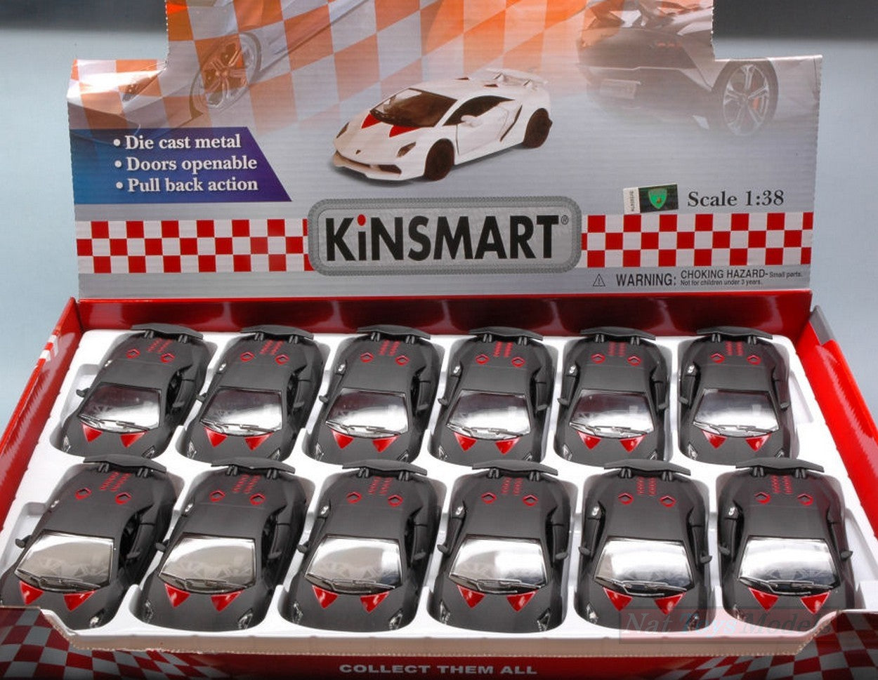 SCALE MODEL COMPATIBLE WITH LAMBORGHINI SESTO ELEMENTO 2013 MATT BLACK 1:38 KINSMART KT5359DMBK